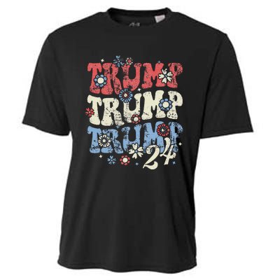 Vintage Groovy Flower Trump Trump Trump 2024 Cooling Performance Crew T-Shirt