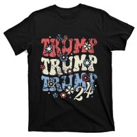 Vintage Groovy Flower Trump Trump Trump 2024 T-Shirt