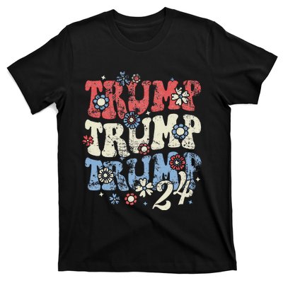 Vintage Groovy Flower Trump Trump Trump 2024 T-Shirt