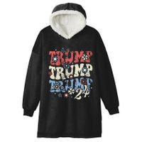 Vintage Groovy Flower Trump Trump Trump 2024 Hooded Wearable Blanket