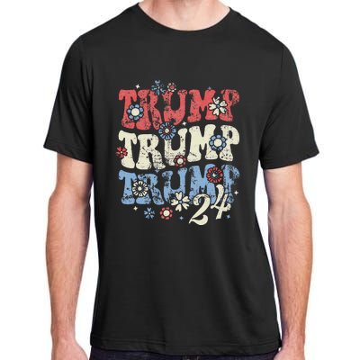 Vintage Groovy Flower Trump Trump Trump 2024 Adult ChromaSoft Performance T-Shirt