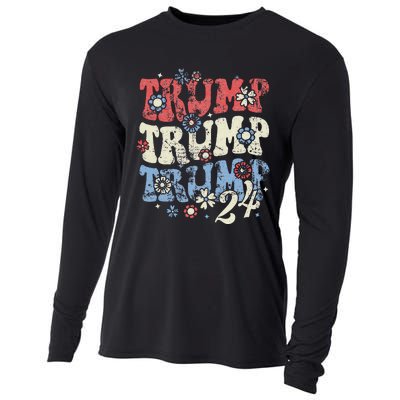 Vintage Groovy Flower Trump Trump Trump 2024 Cooling Performance Long Sleeve Crew