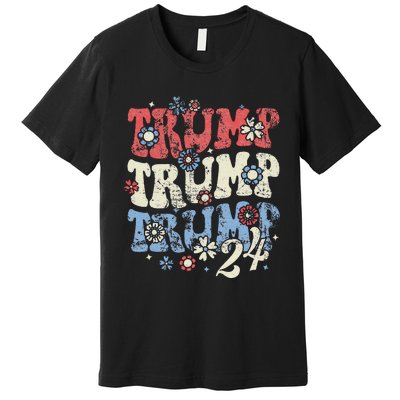 Vintage Groovy Flower Trump Trump Trump 2024 Premium T-Shirt