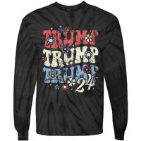 Vintage Groovy Flower Trump Trump Trump 2024 Tie-Dye Long Sleeve Shirt