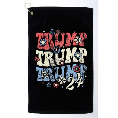 Vintage Groovy Flower Trump Trump Trump 2024 Platinum Collection Golf Towel