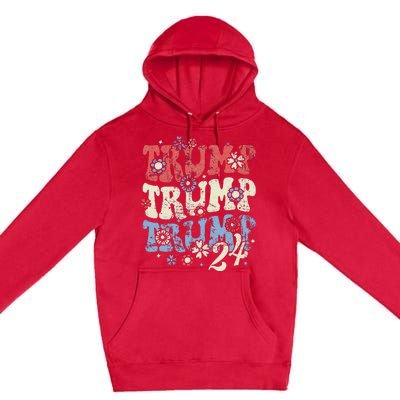 Vintage Groovy Flower Trump Trump Trump 2024 Premium Pullover Hoodie