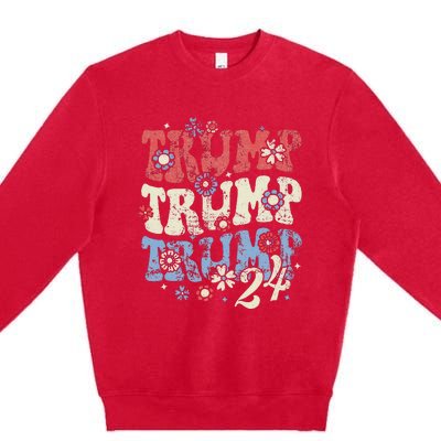 Vintage Groovy Flower Trump Trump Trump 2024 Premium Crewneck Sweatshirt