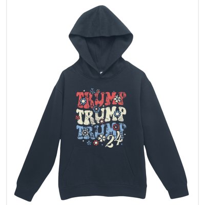 Vintage Groovy Flower Trump Trump Trump 2024 Urban Pullover Hoodie