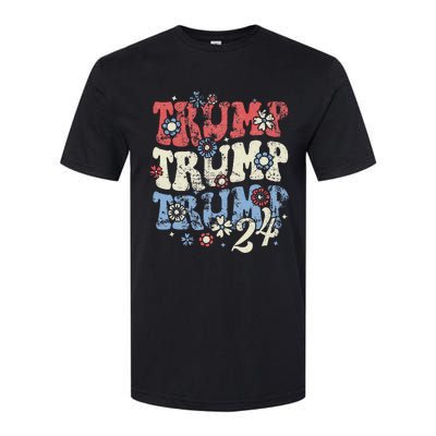 Vintage Groovy Flower Trump Trump Trump 2024 Softstyle CVC T-Shirt