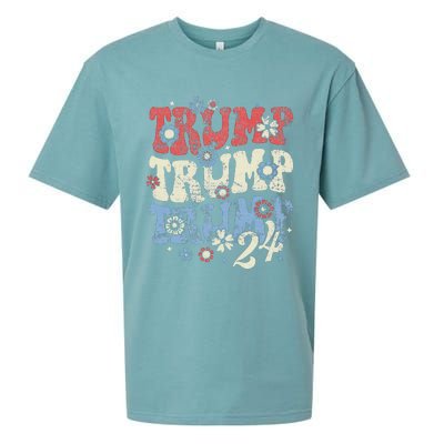 Vintage Groovy Flower Trump Trump Trump 2024 Sueded Cloud Jersey T-Shirt