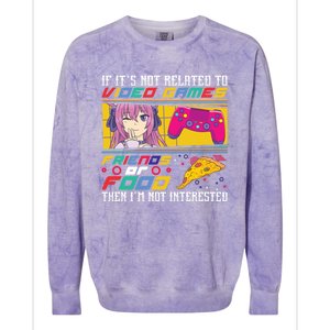 Video Games Friends Food Pizza Gamer Anime Gift Colorblast Crewneck Sweatshirt