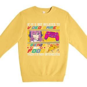 Video Games Friends Food Pizza Gamer Anime Gift Premium Crewneck Sweatshirt