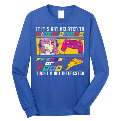 Video Games Friends Food Pizza Gamer Anime Gift Long Sleeve Shirt
