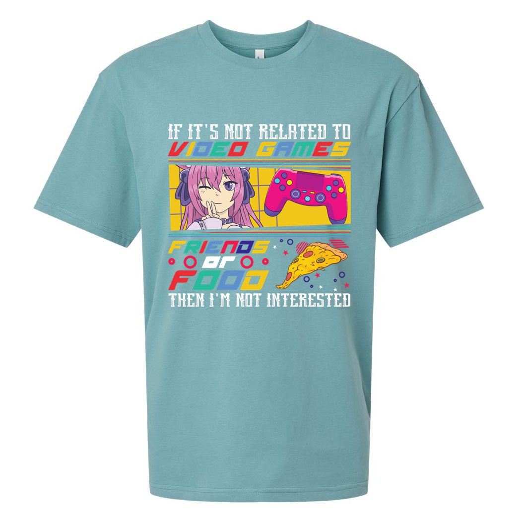 Video Games Friends Food Pizza Gamer Anime Gift Sueded Cloud Jersey T-Shirt