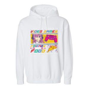 Video Games Friends Food Pizza Gamer Anime Gift Garment-Dyed Fleece Hoodie