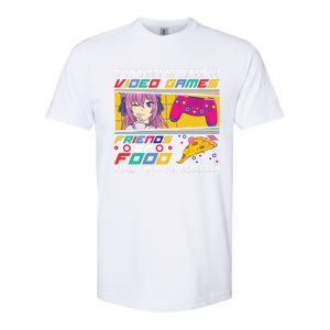 Video Games Friends Food Pizza Gamer Anime Gift Softstyle CVC T-Shirt