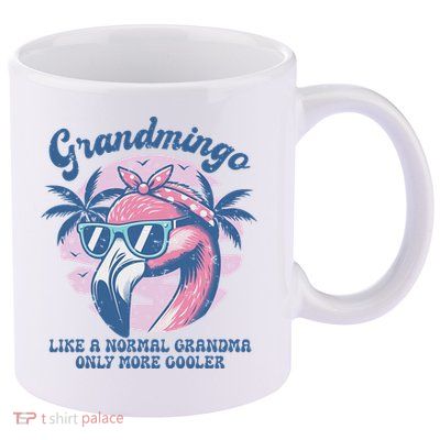 Vintage Grandmingo Flamingo Grandma Summer Vacation Women 11oz C Handle Ceramic Mug