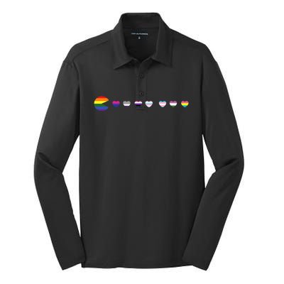 Video Game Funny Gaming LGBT Q Ally Pride Flag Gamer Silk Touch Performance Long Sleeve Polo