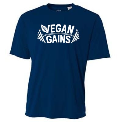 Vegan Gains For Men Women Vegetarian Funny Gym Wear Cooling Performance Crew T-Shirt