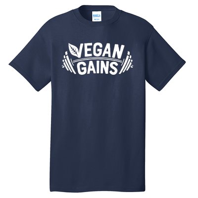 Vegan Gains For Men Women Vegetarian Funny Gym Wear Tall T-Shirt