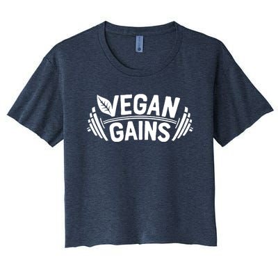 Vegan Gains For Men Women Vegetarian Funny Gym Wear Women's Crop Top Tee