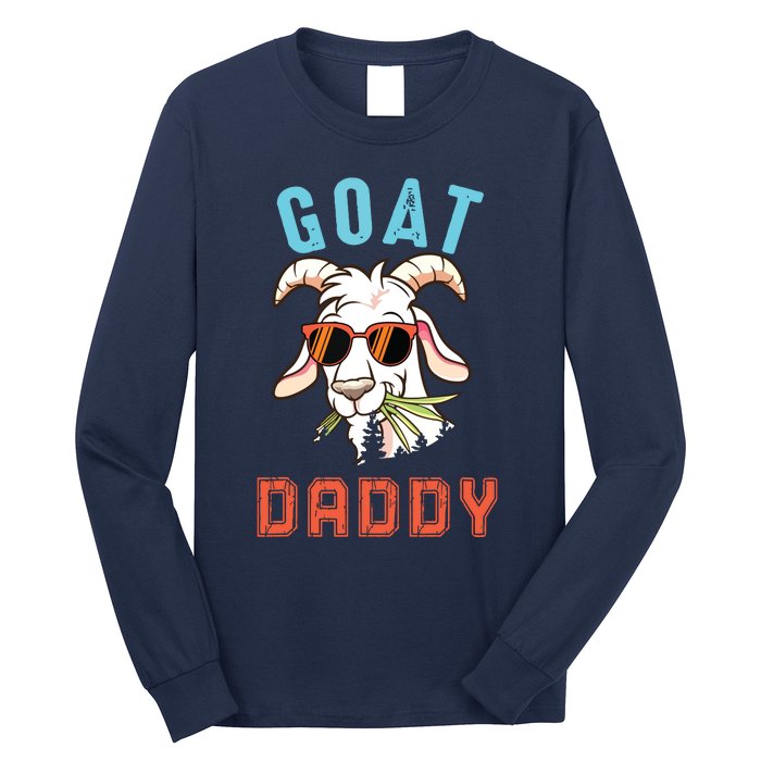 Vintage Goat Funny Daddy Cute Goat Sunglasses Farmer Family Long Sleeve Shirt