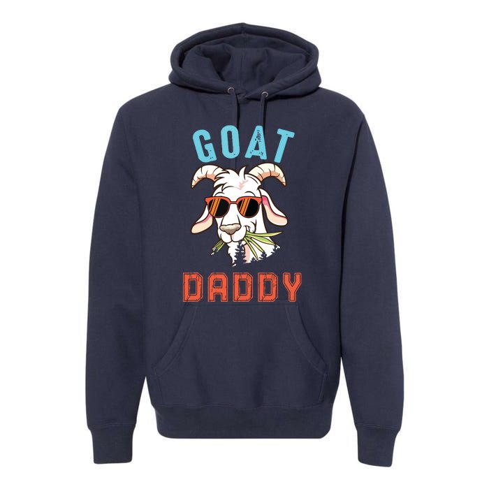 Vintage Goat Funny Daddy Cute Goat Sunglasses Farmer Family Premium Hoodie