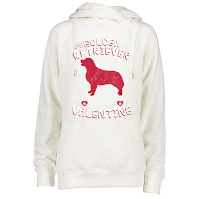 Valentine Gift For Golden Retriever Dad Or Mom Womens Funnel Neck Pullover Hood