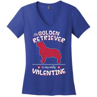 Valentine Gift For Golden Retriever Dad Or Mom Women's V-Neck T-Shirt