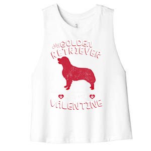 Valentine Gift For Golden Retriever Dad Or Mom Women's Racerback Cropped Tank