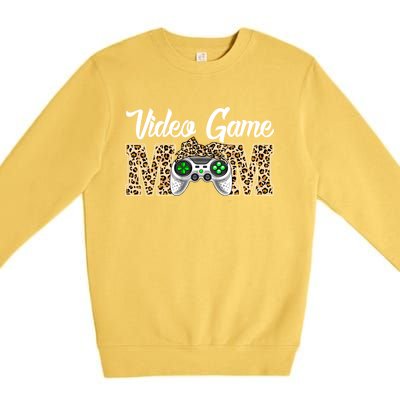 Video Game Funny Mom Game Leopard Mothers Day Great Gift Premium Crewneck Sweatshirt