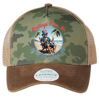 Vintage Greetings From The Gulf Of America Uncle Sam Legacy Tie Dye Trucker Hat