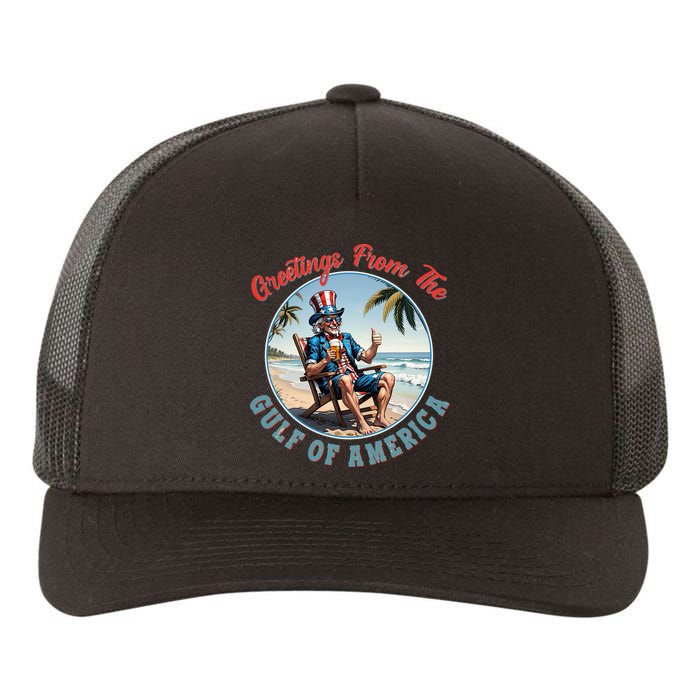 Vintage Greetings From The Gulf Of America Uncle Sam Yupoong Adult 5-Panel Trucker Hat