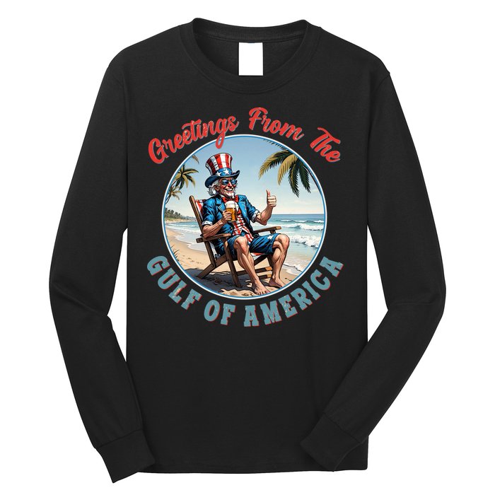 Vintage Greetings From The Gulf Of America Uncle Sam Long Sleeve Shirt