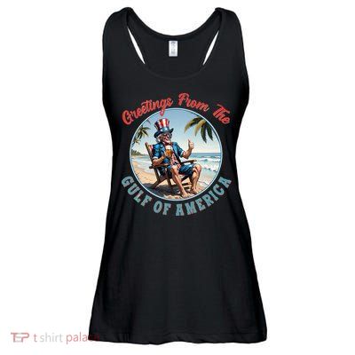 Vintage Greetings From The Gulf Of America Uncle Sam Ladies Essential Flowy Tank