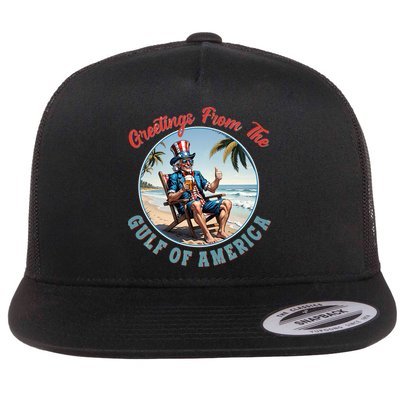 Vintage Greetings From The Gulf Of America Uncle Sam Flatbill Hat