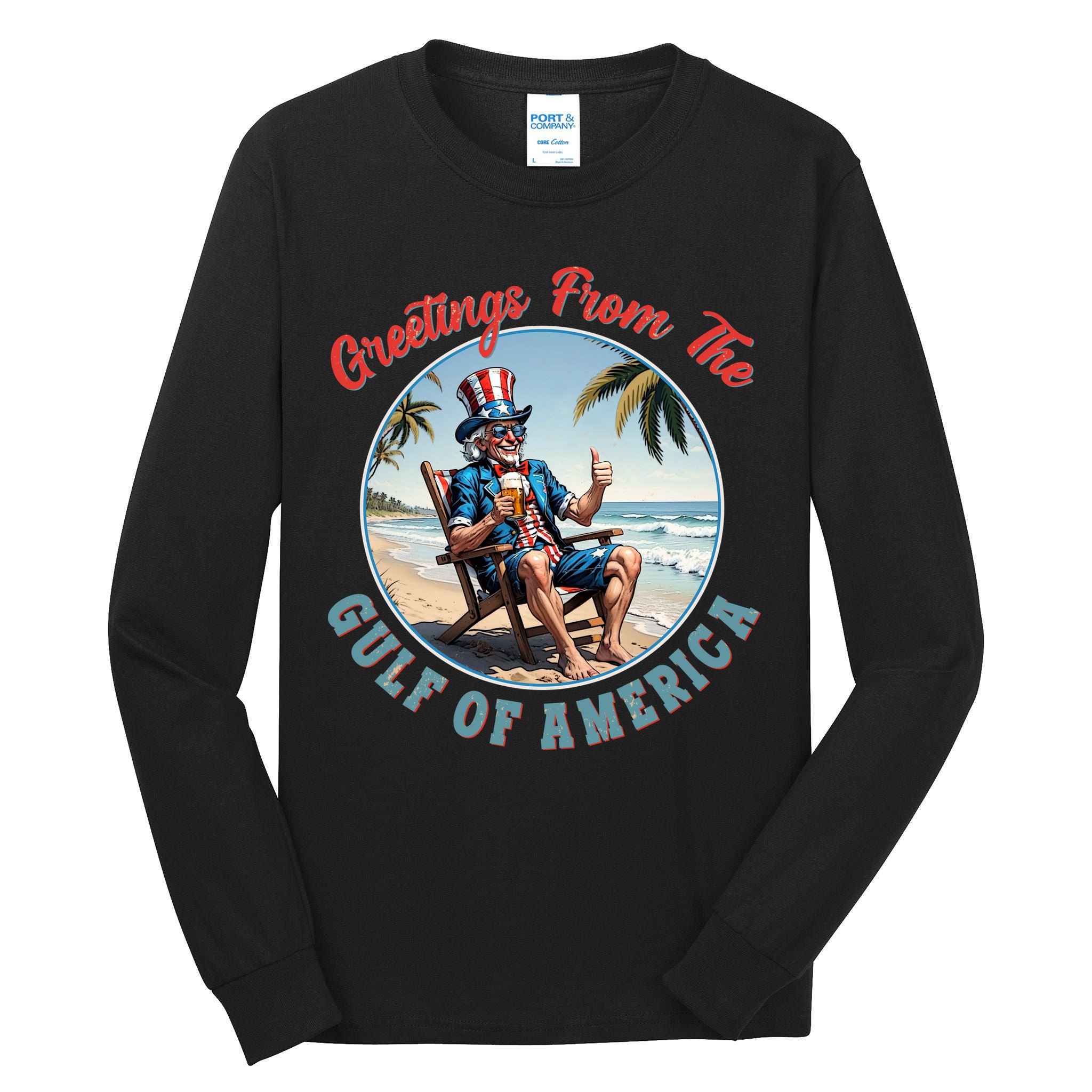 Vintage Greetings From The Gulf Of America Uncle Sam Tall Long Sleeve T-Shirt