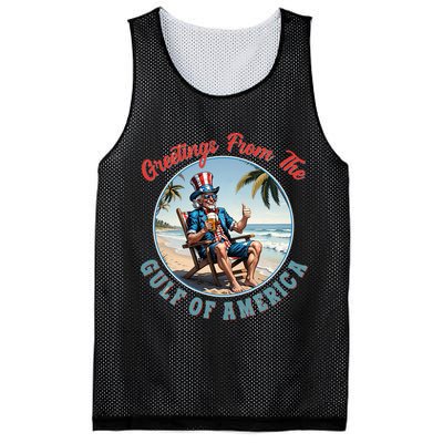 Vintage Greetings From The Gulf Of America Uncle Sam Mesh Reversible Basketball Jersey Tank