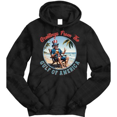 Vintage Greetings From The Gulf Of America Uncle Sam Tie Dye Hoodie