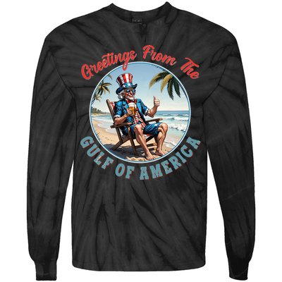 Vintage Greetings From The Gulf Of America Uncle Sam Tie-Dye Long Sleeve Shirt