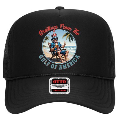 Vintage Greetings From The Gulf Of America Uncle Sam Trucker Hat