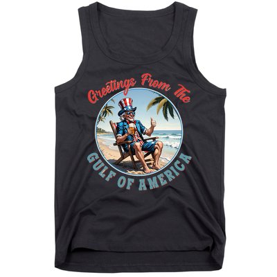 Vintage Greetings From The Gulf Of America Uncle Sam Tank Top