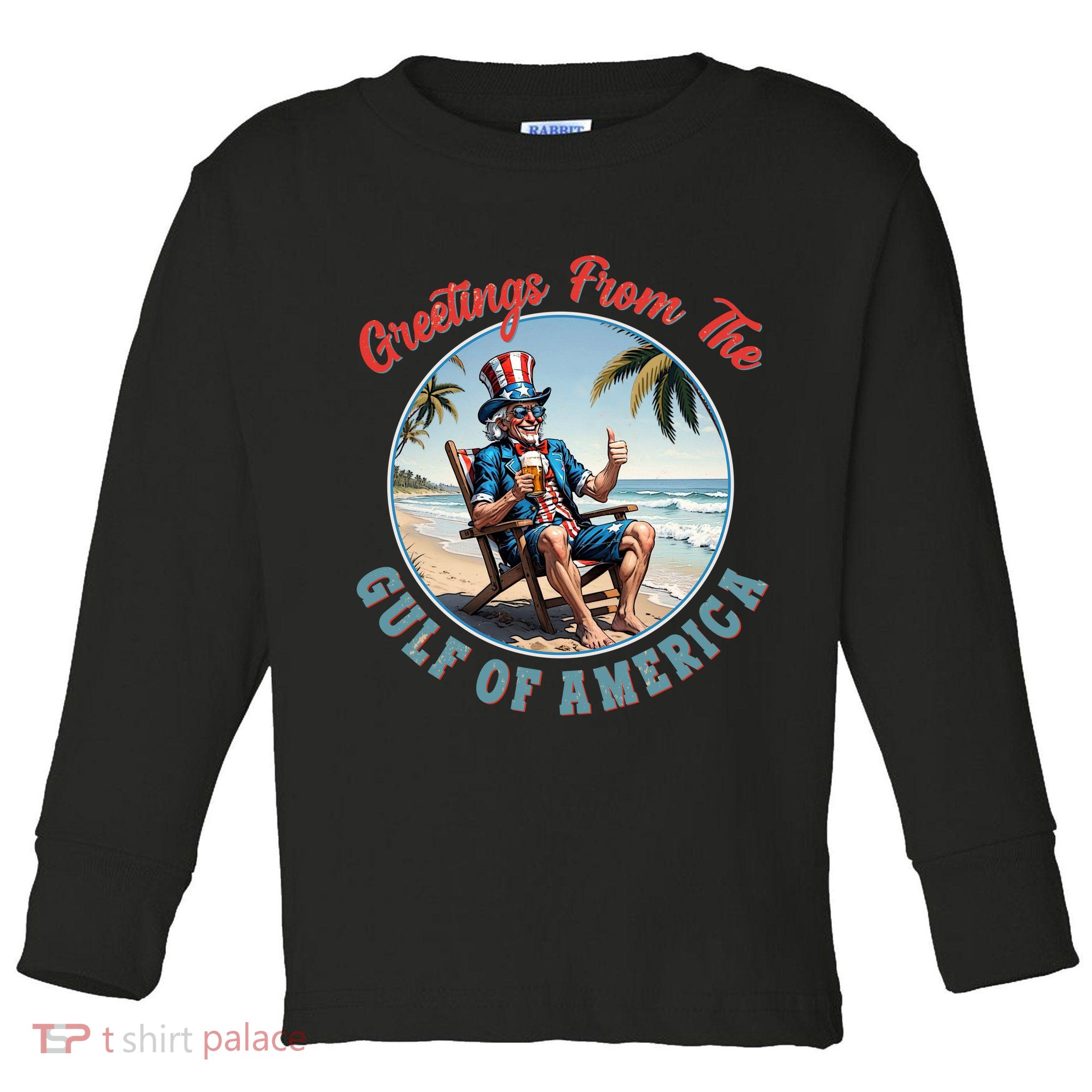 Vintage Greetings From The Gulf Of America Uncle Sam Toddler Long Sleeve Shirt