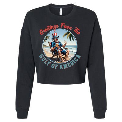 Vintage Greetings From The Gulf Of America Uncle Sam Cropped Pullover Crew