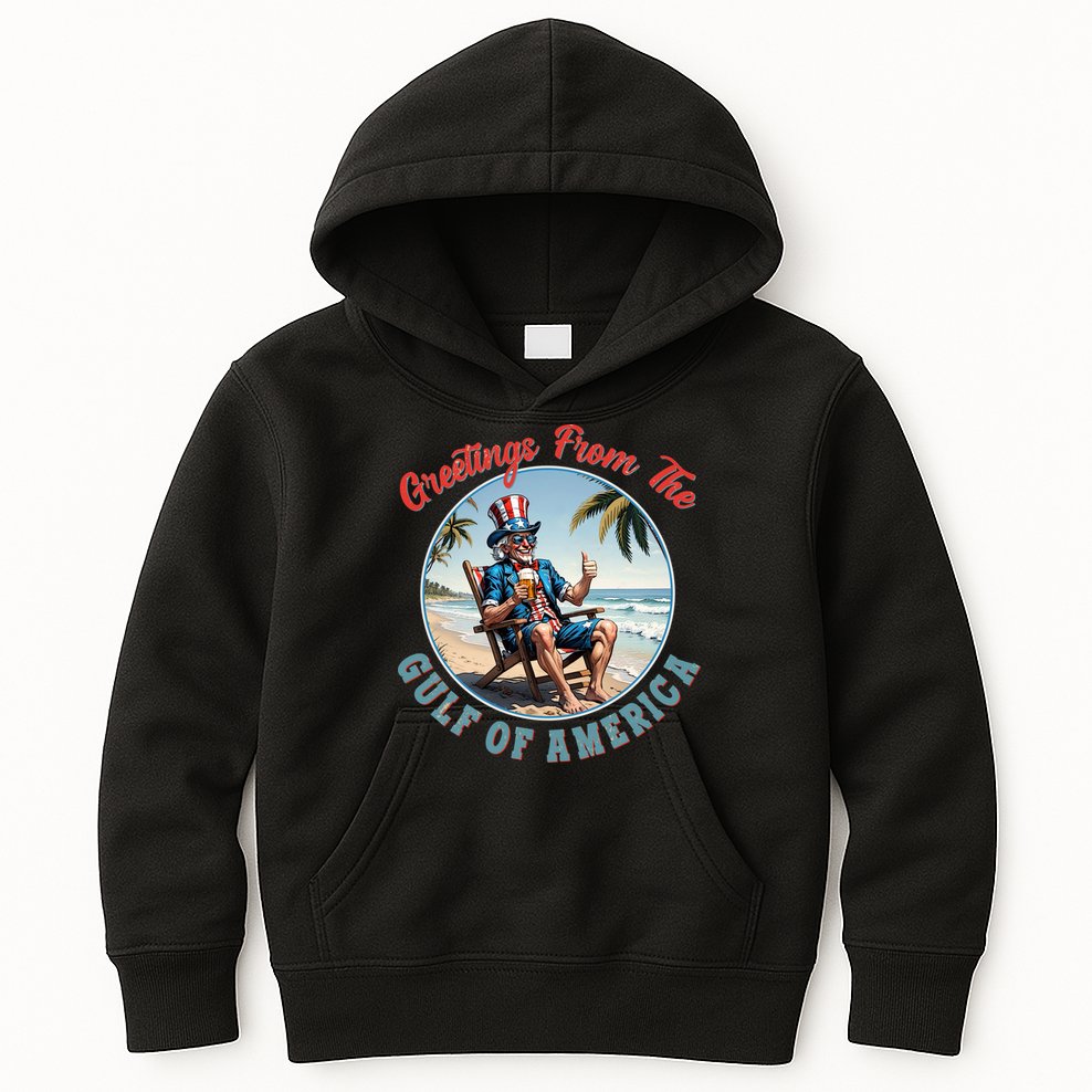 Vintage Greetings From The Gulf Of America Uncle Sam Kids Hoodie