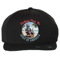 Vintage Greetings From The Gulf Of America Uncle Sam Wool Snapback Cap
