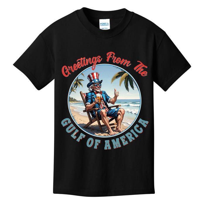 Vintage Greetings From The Gulf Of America Uncle Sam Kids T-Shirt