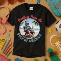 Vintage Greetings From The Gulf Of America Uncle Sam Kids T-Shirt