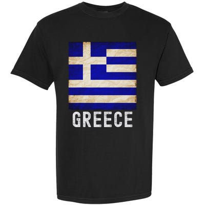 Vintage Greek Flag Distressed Greece Flag For Women Garment-Dyed Heavyweight T-Shirt