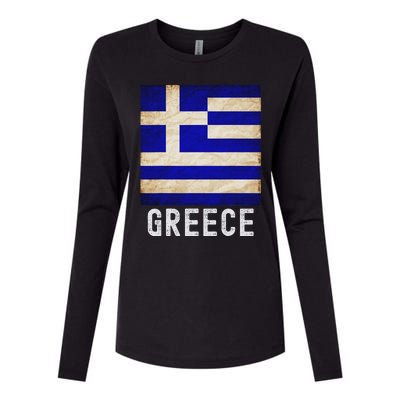 Vintage Greek Flag Distressed Greece Flag For Women Womens Cotton Relaxed Long Sleeve T-Shirt